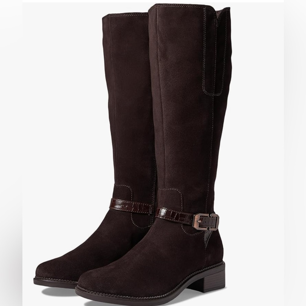 Clarks Women's Maye Aster brown suede knee high Boot size 9.5 Brand new no box